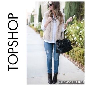 Topshop Faux Fur Vest Sz 6 Leah Cream Ivory